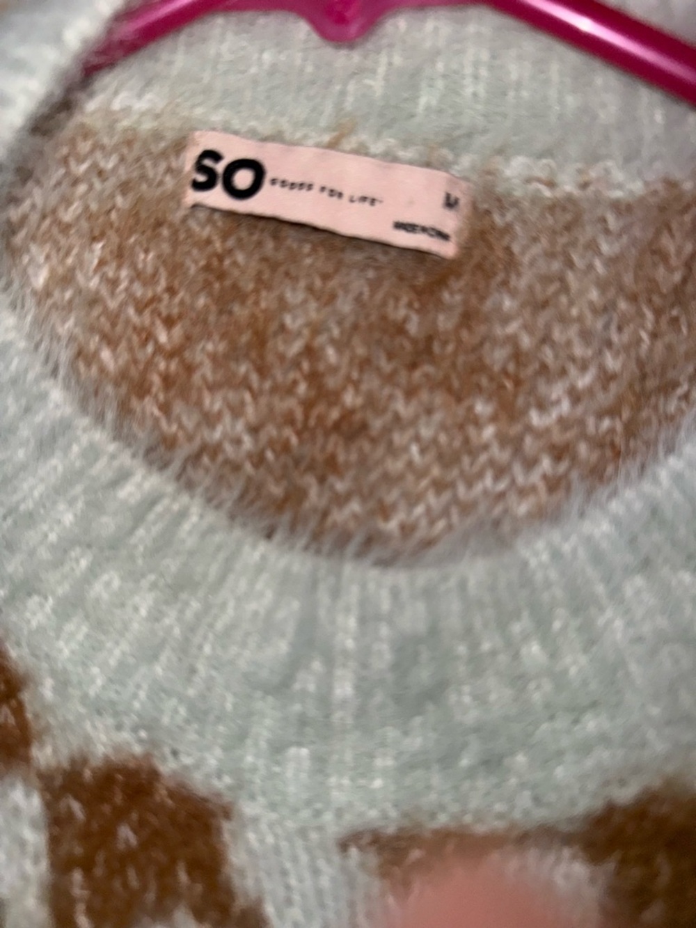 SO Floral Check Crewneck Sweater - Mint & Brown - Picture 3 of 5